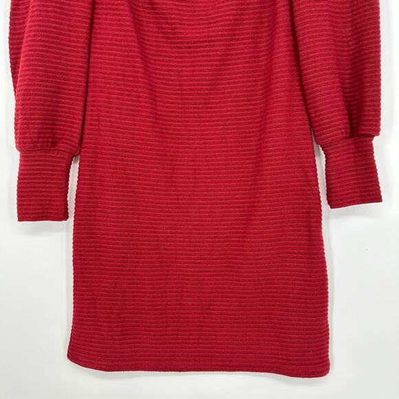 BB Dokota Cut Out Ribbed Long Sleeves Sweater Dress Maroon Womens XS - Picture 6 of 8